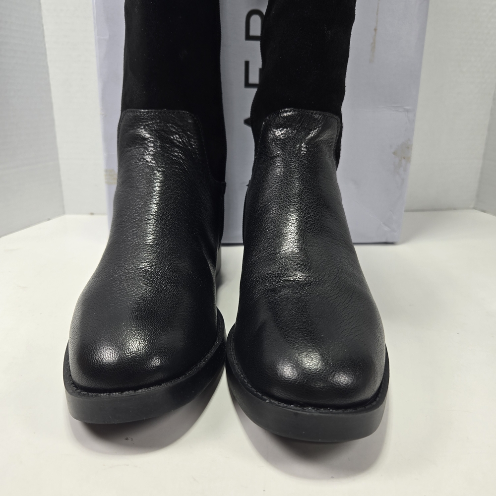 AEROSOLES Taba Black Suede Knee-High Two Zipper Expand Calf Riding Boot Size 7.5 - Picture 6 of 13